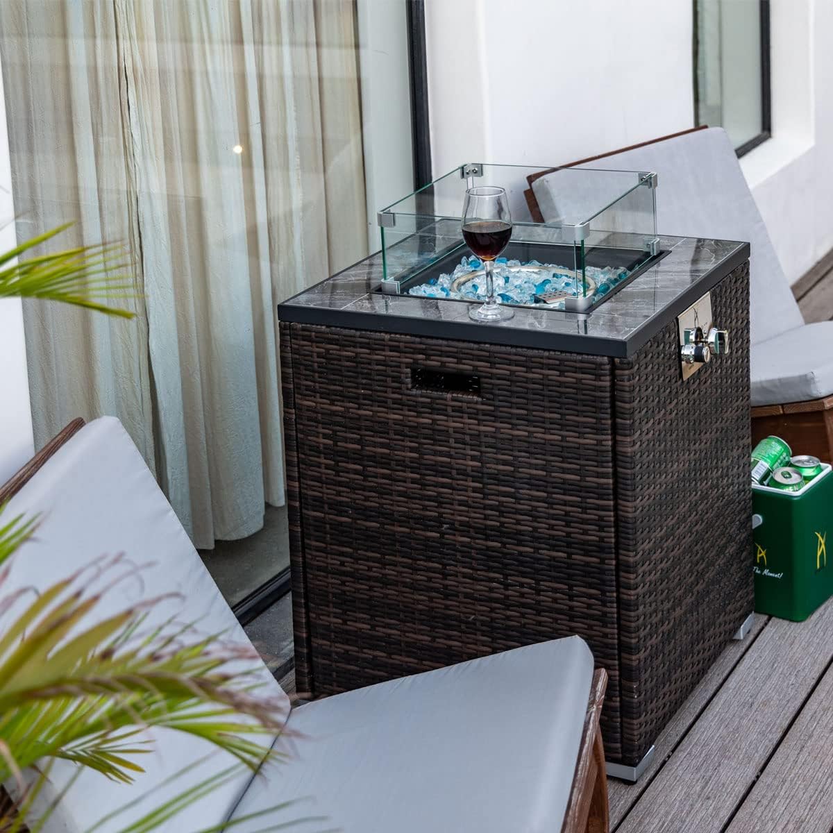 28inch Outdoor Fire Pit Column, Propane Fire Column for Decor Gas Fire Pit Table GCorner Fire Table