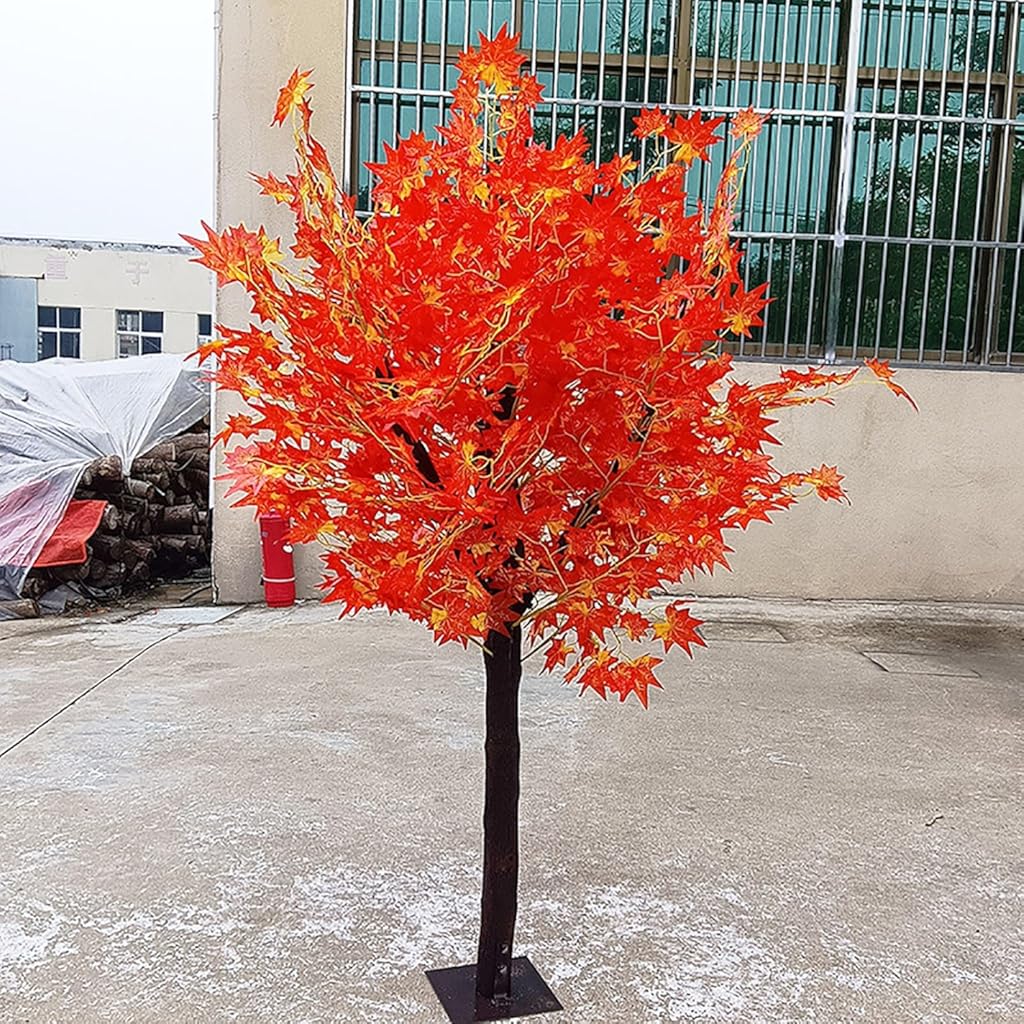 UV Resistant Faux Red Maple Tree - Lifelike Artificial Maple Plant for Indoor & Outdoor Decor, Perfect for Home, Office(10ft)
