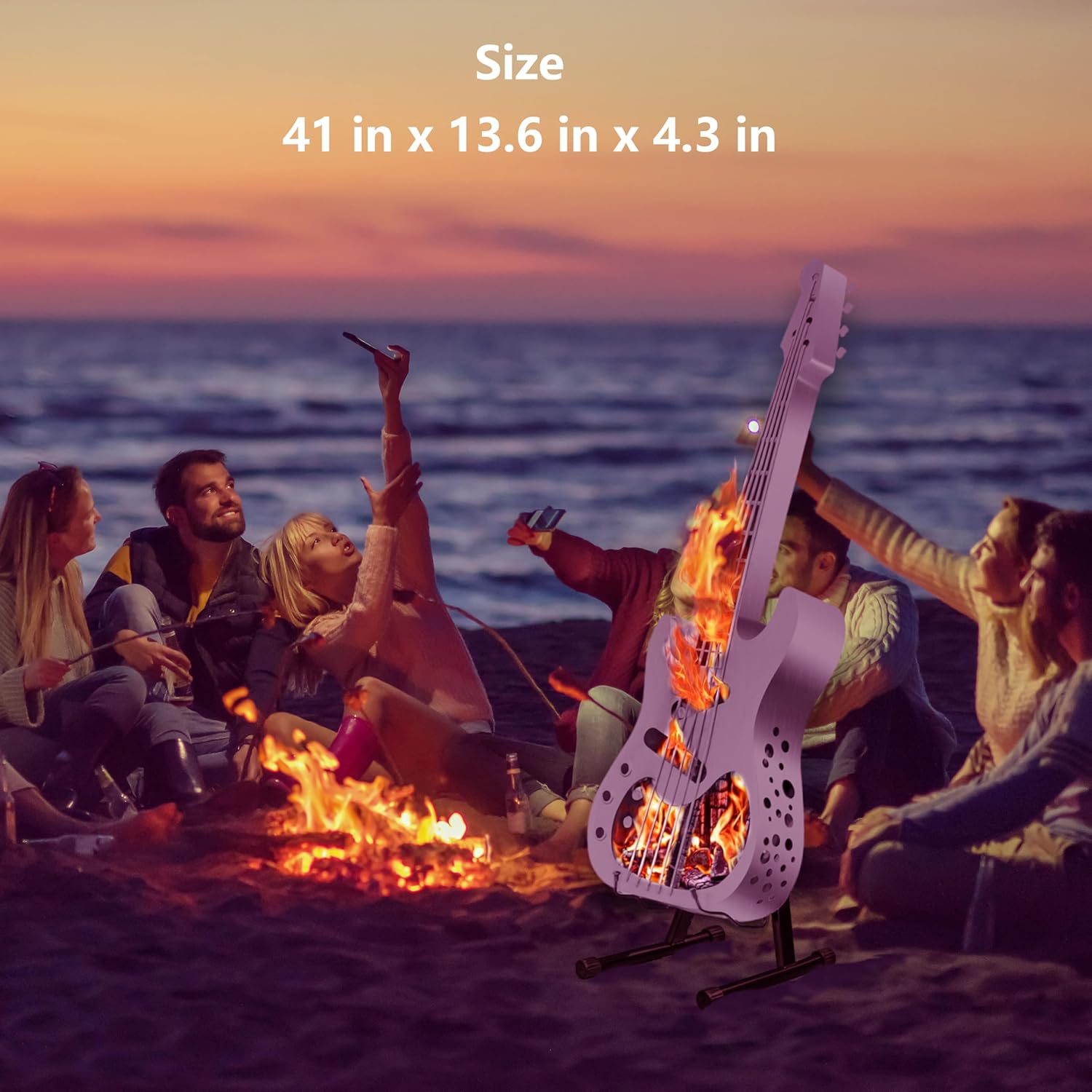 Bass Fire Pit Brazier, Wood Burning Portable BBQ Grill & Outdoor Fireplace, 304 Stainless Steel with Bass Bag & Stands - Perfect for Camping, Lake Houses, Beach, Backyard Gatherings