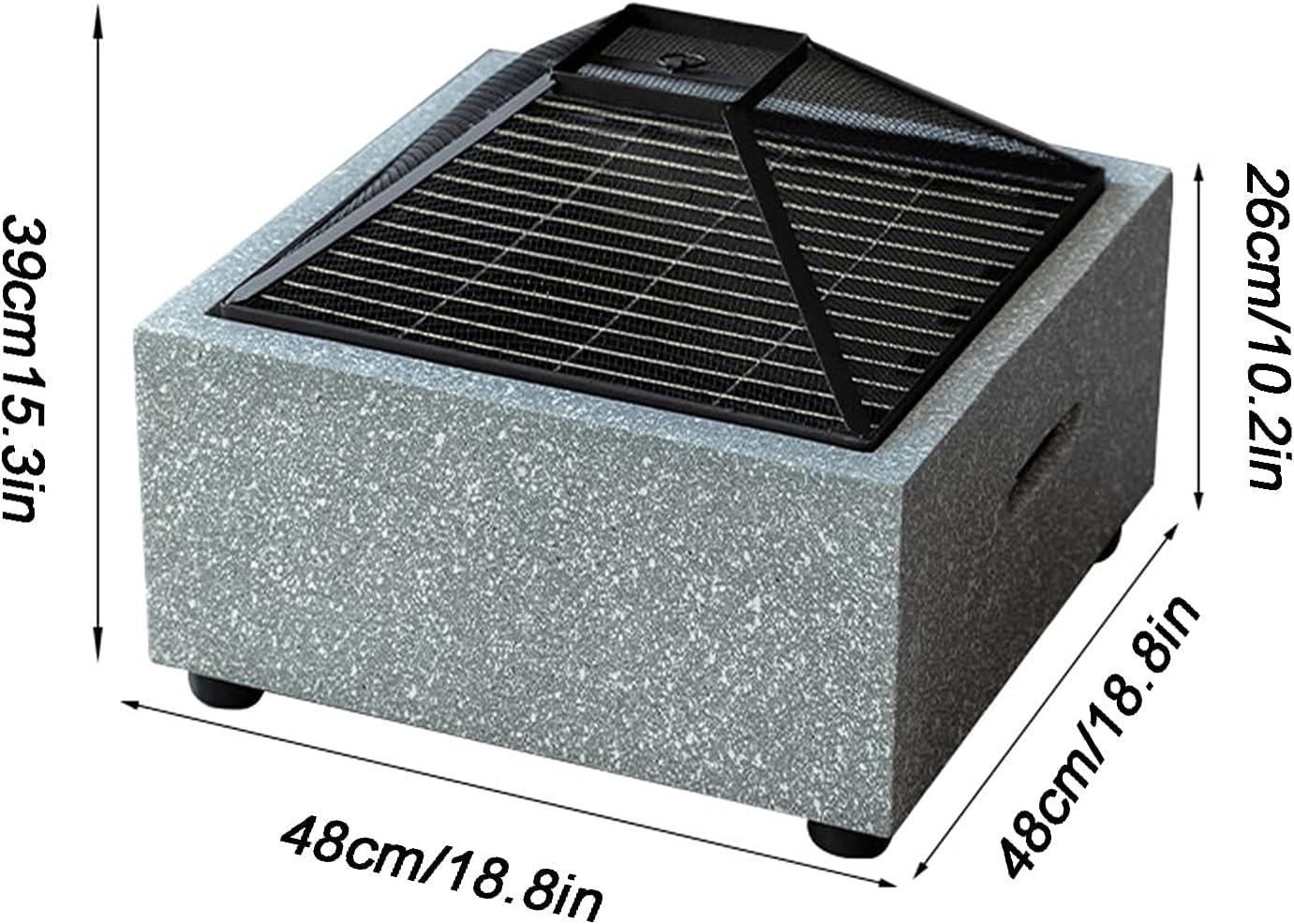 Fire Pit Square Wood Burning fire Pit, Outdoor Barbecue, Heating, ice Pit Three in one Terrace Garden fire Pit