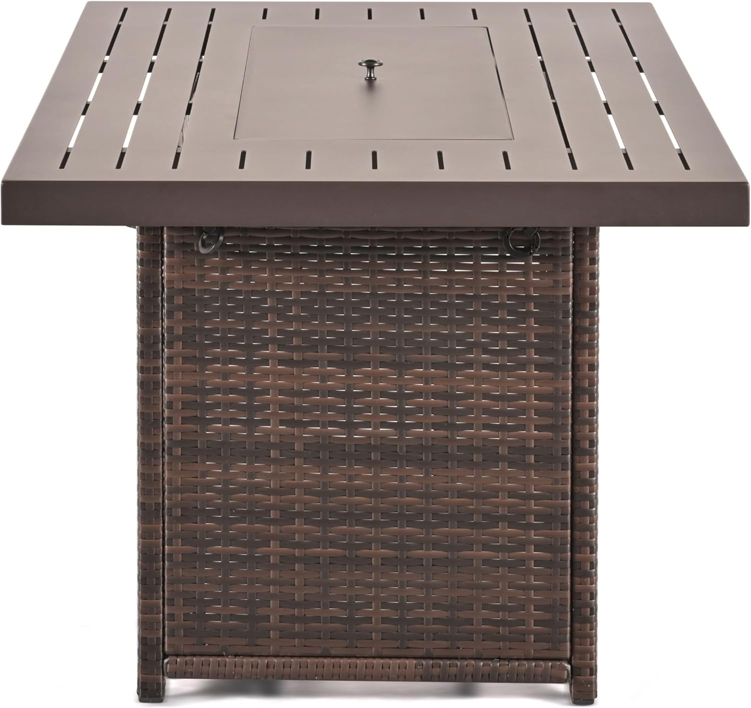 Greemotion Finley Patio Outdoor Propoane Fire Pit Table with Removable Cover and Glass Windshield 55,000 BTU for Patio Deck Backyard Poolside, Brown