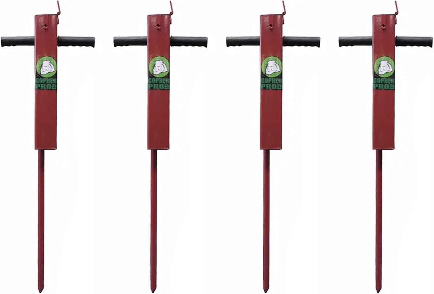 Rugged Ranch 4-Pack Gopher Prod Bait Applicator, Powder-Coated Metal Injector with Machined Tip - Wide Handles, Deep Soil Reach & 4-lb Top-Load Hopper for Burrowing Rodents