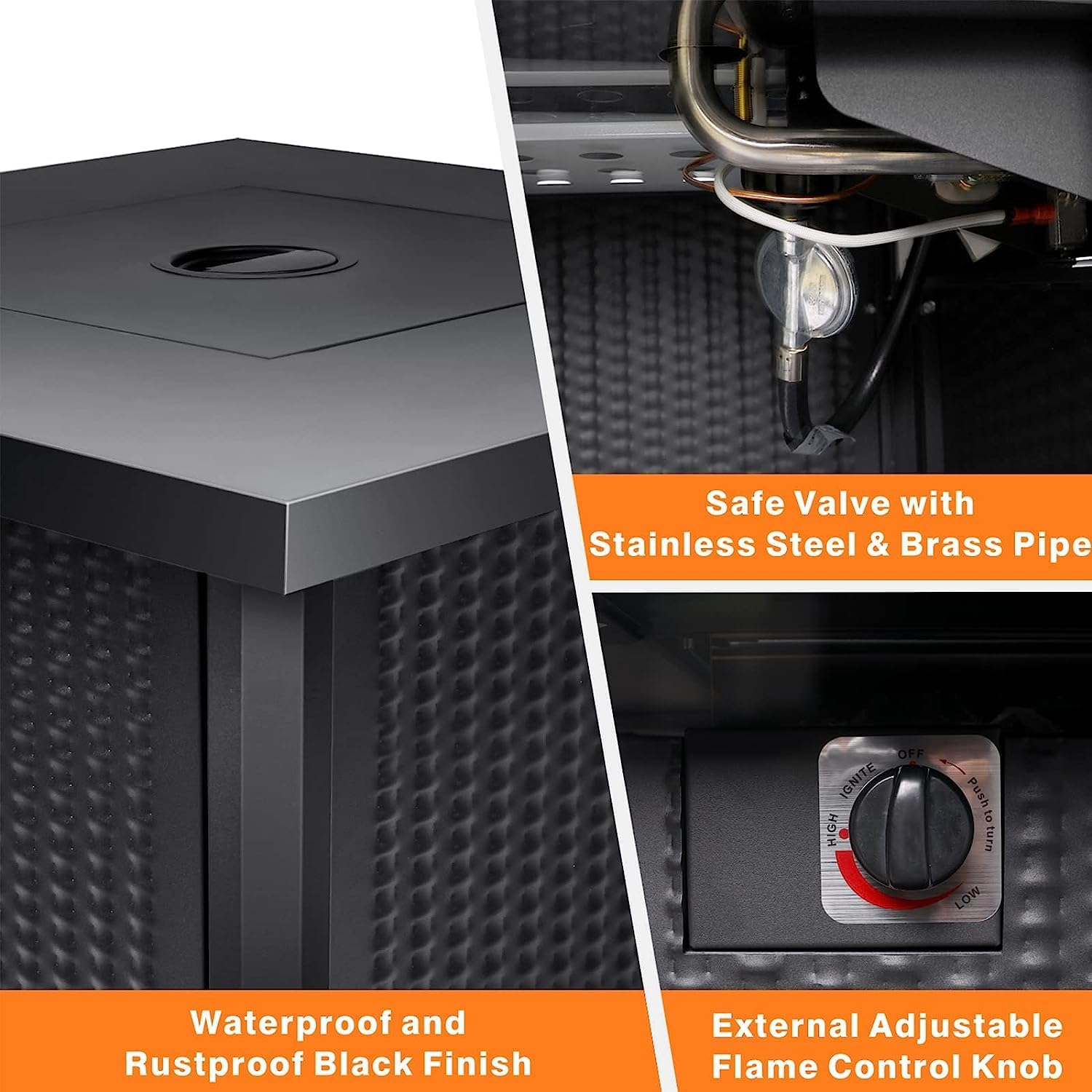 BTExpert 28 Inch Propane Fire Pit Table, 50,000 BTU CSA-Listed Outdoor Gas Fire Pit Table Steel Fire Pit with Lid, 2-in-1 Table for Patio, Deck, Garden, or Backyard Gatherings with Lava Rocks, Black