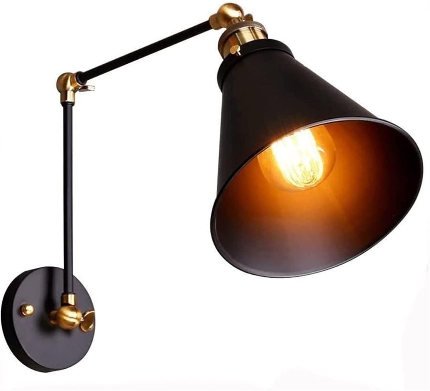 Swing Arm Wall Lamp, Retro Industrial Folding Wall Sconce, Adjustable Metal Hardwire Lighting Fixture, Indoor Farmhouse Wall Light, for Bedroom Living Room Hallway Loft Cafe Cellar