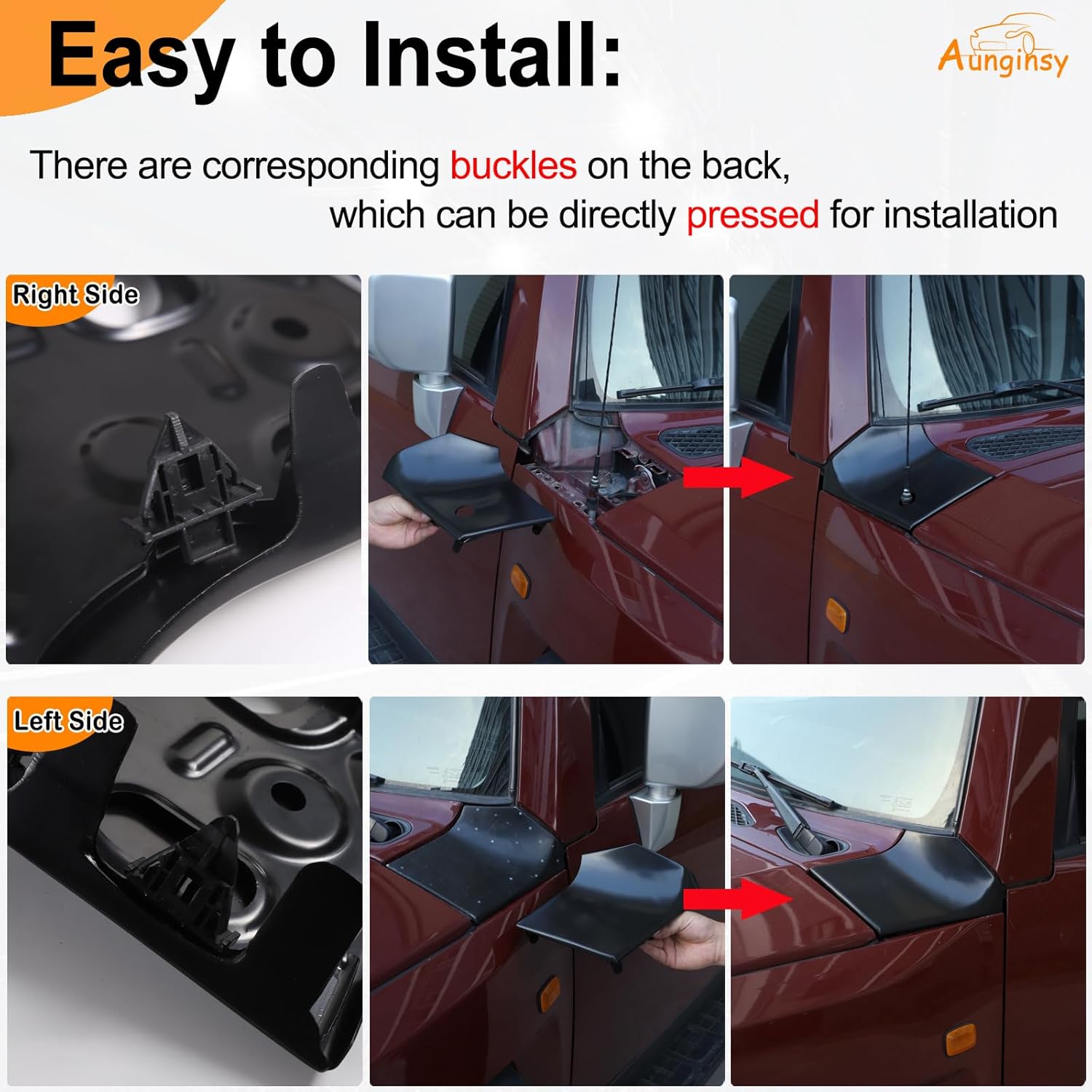 Aunginsy Hood Side Body Armor Outer Cowling Cover Trim Compatible with Toyota FJ Cruiser 2007-2024 Car Hood Left Right Side Body Armor Corner Guard Engine Side Corner Guard Replacement Kit Accessories