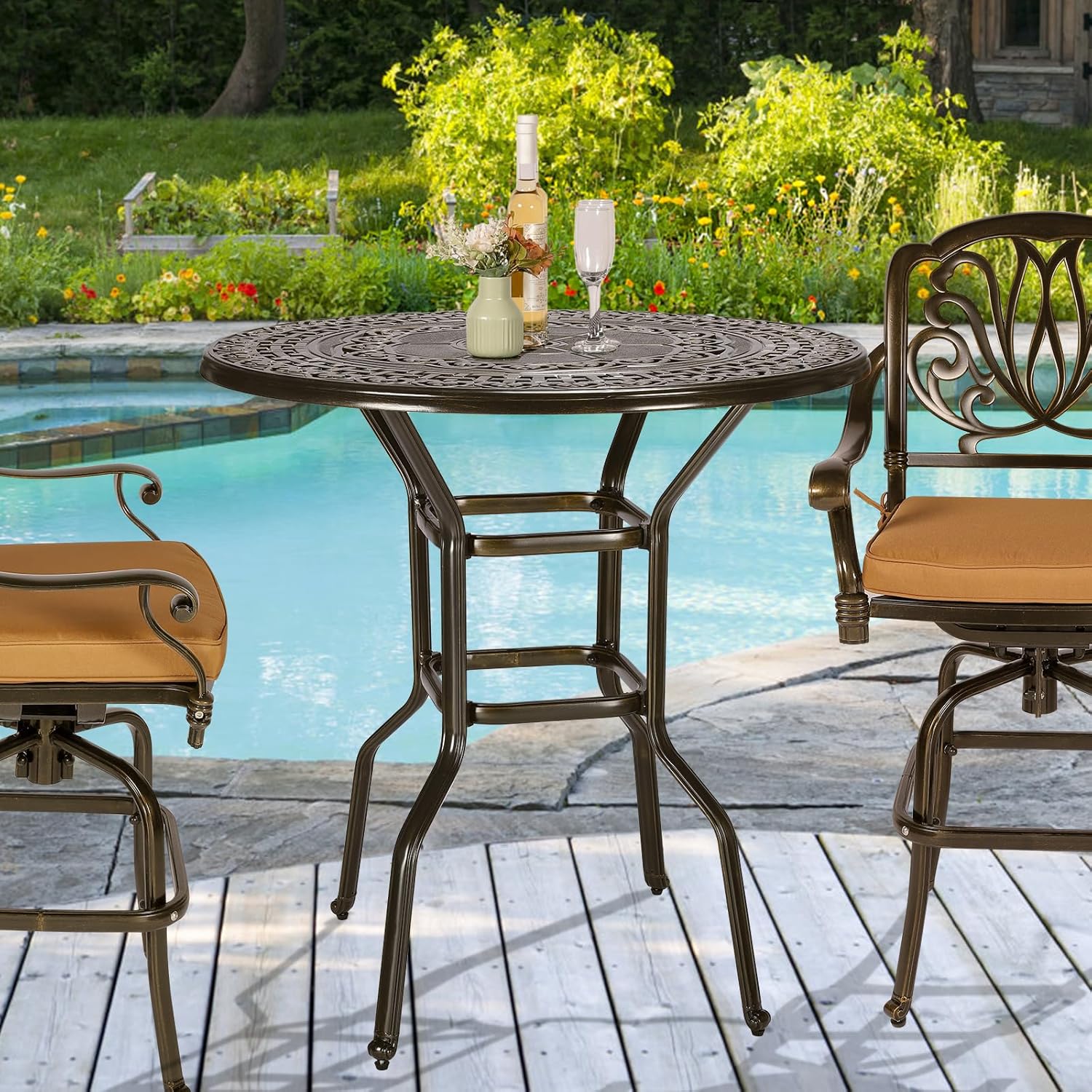 Cast Aluminum Patio Bar Table, 38.5