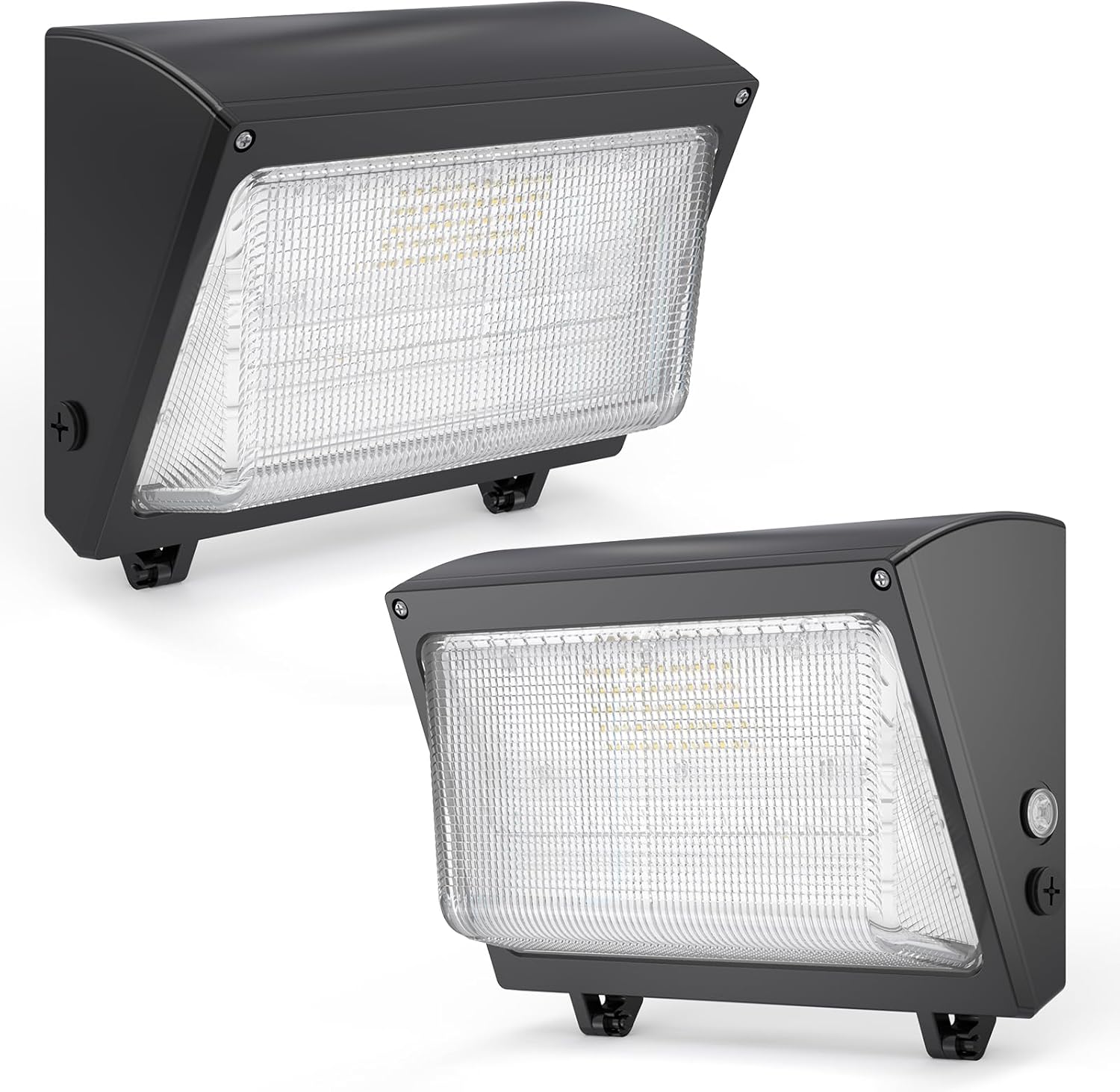 LED Wall Pack Light: 120W 18000lm LED Security Flood Lighting with Dusk to Dawn Photocell - Glass Lens Outdoor LED Wall Lights 2Pakcs for Yard ETL Listed