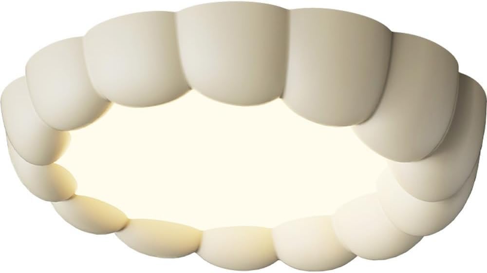 Modern LED Ceiling Light, Flower-shaped Flush Mount Ceiling Light, Fixture 3-color Dimmable Round Ceiling Lighting Fixture for Kitchen Living Room Bedroom(Beige,50cm)