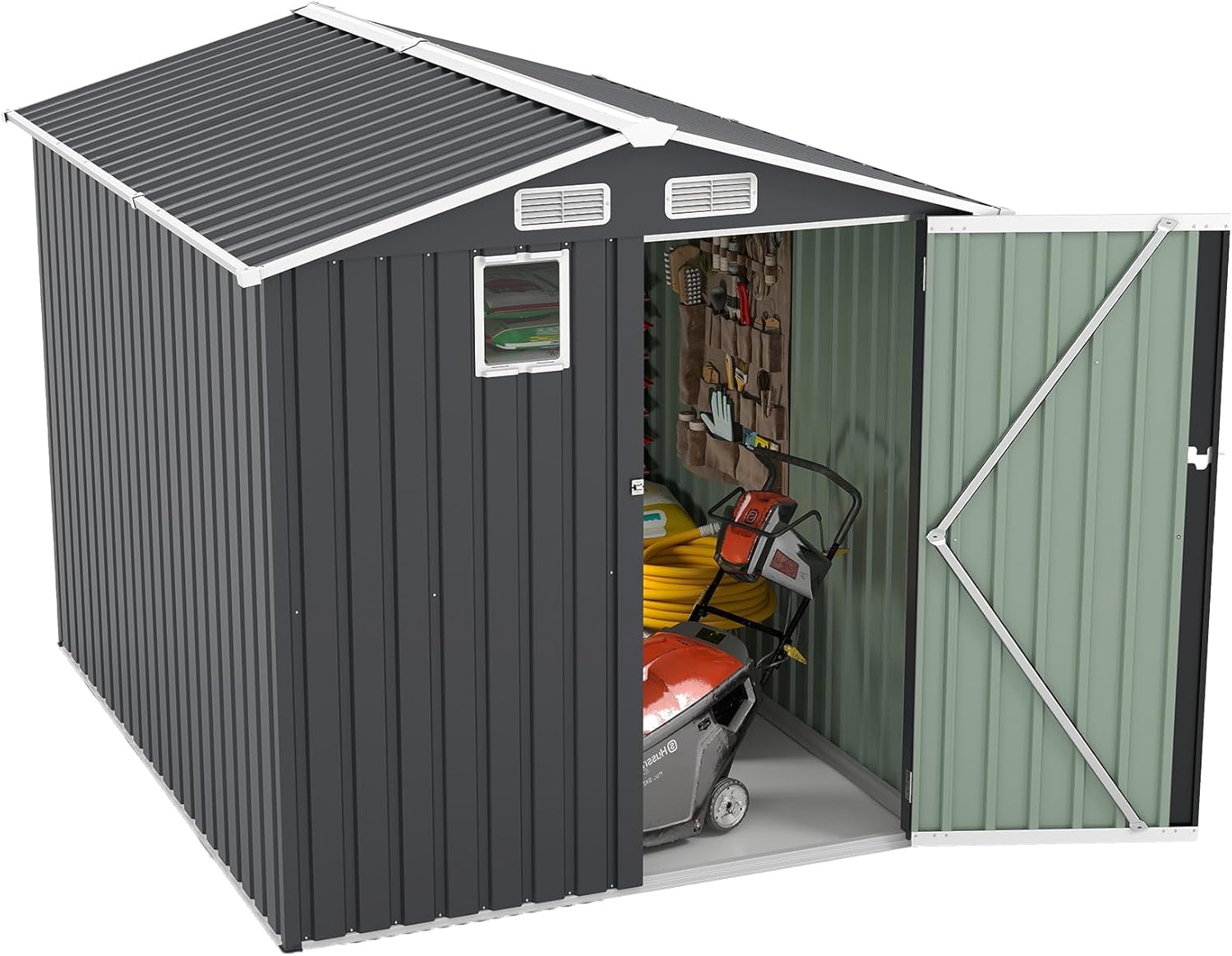 6x8FT Outdoor Steel Storage Shed with Lockable Doors, Compact Metal Tool Shed - for Garden, Backyard, Patio Utility & Bike Storage, Heavy-Duty & Weather-Resistant (Dark Gray)