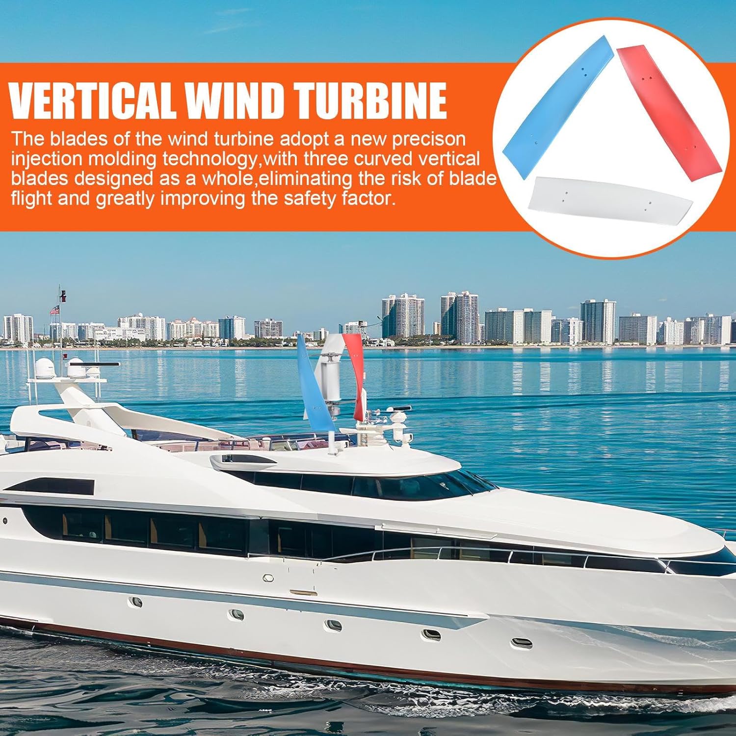 Vertical Wind Turbine - 3000W 24V 3 Leaves Wind Generator | Household Windmill, AC Permanent Magnet Generator Kit for Home, Street, Boat