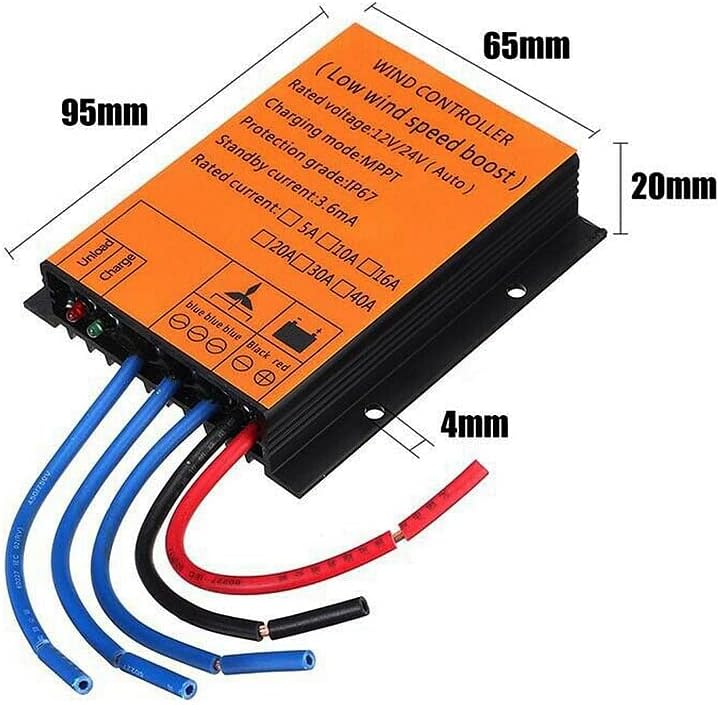 10000W Wind Turbine Charge Controller 10A -40A Low Wind Speed Regulator Voltage Boost 12V 24V 48V System Waterproof