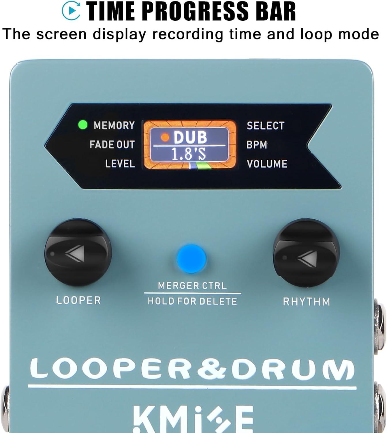 KMISE Loop Pedal & Drum Machine 2-In-1,Stereo Guitar Looper Pedal with 100 Styles Drum Grooves, 40 Slots 160 Mins Looper Recording Capacity, Support Import/Export in Editor Software. DC 9V/300 mA