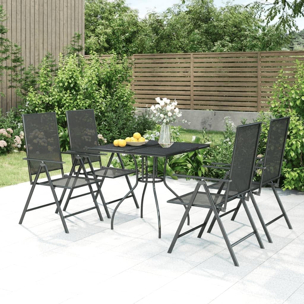 5 Piece Patio Dining Set, Steel,Modern Patio Dining Set with Adjustable Reclining Chairs and Stylish Mesh Design for Garden Furniture Sets for Patio, Lawn & Garden