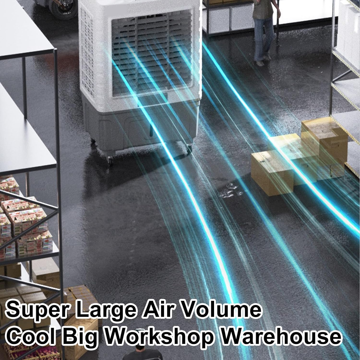 Evaporative Air Cooler Portable Air Conditioner, Fan Cooler with 120° Oscillating, 3 Wind Speeds, Evaporative Cooler for Outdoor Indoor Use(Size:88cm-50L)