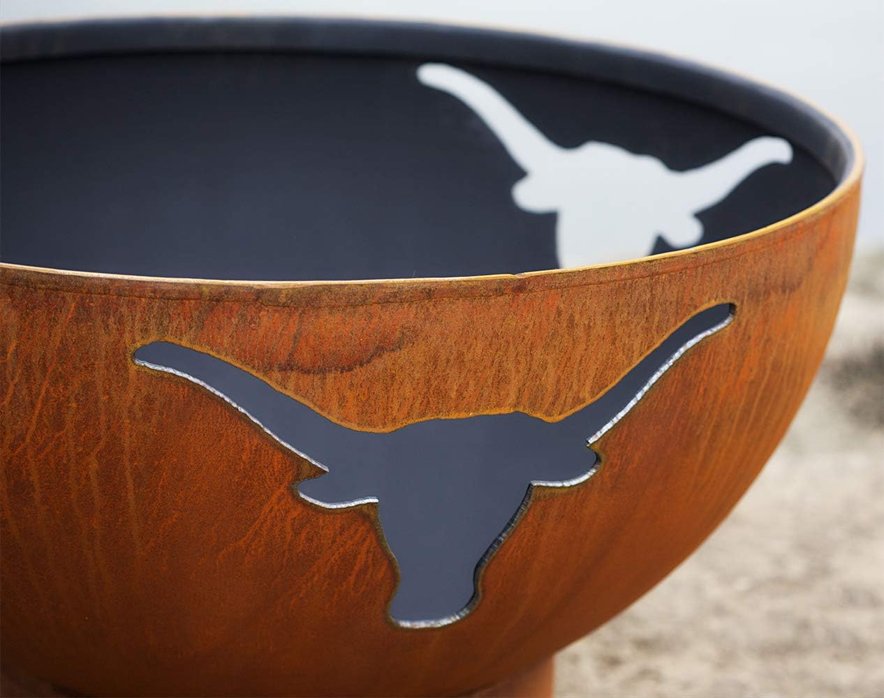 Fire Pit Art Long Horn Wood Burning Fire Pit Bowl Outdoor Patio Furniture Steel Firepit Iron Oxide Finish Portable Campfire