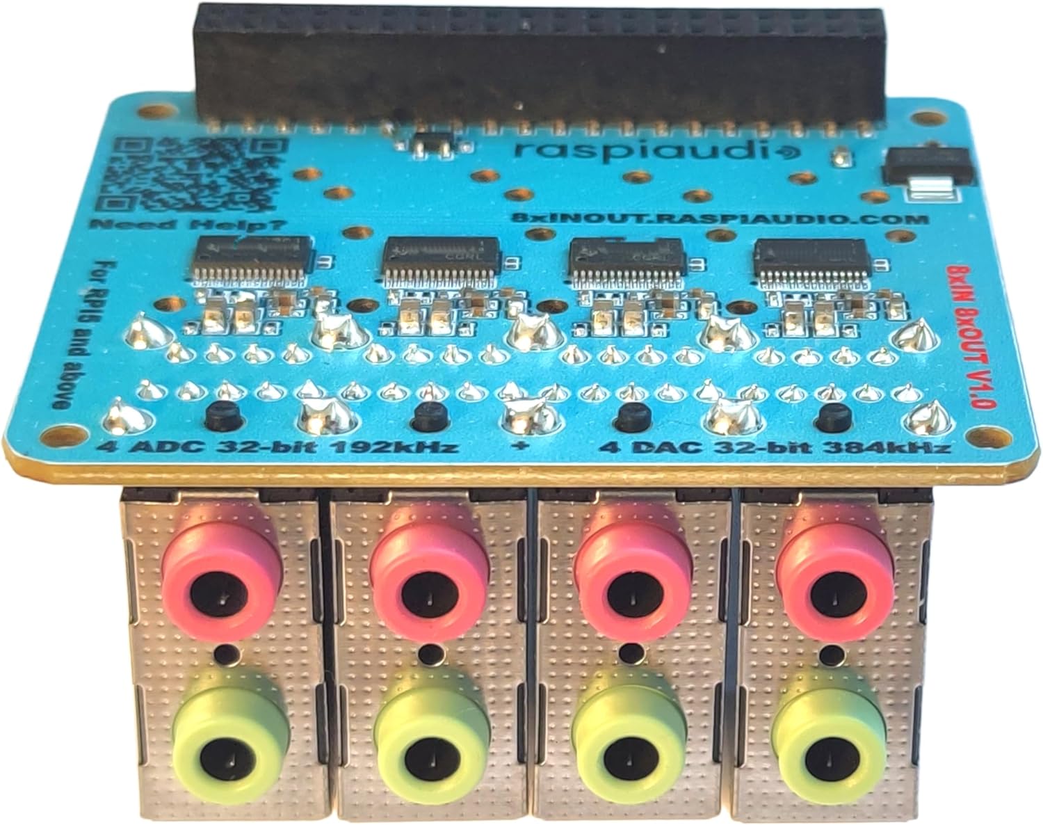 RASPIAUDIO 8xIN + 8xOUT Audio DAC Hat Sound Card for Raspberry PI5 only