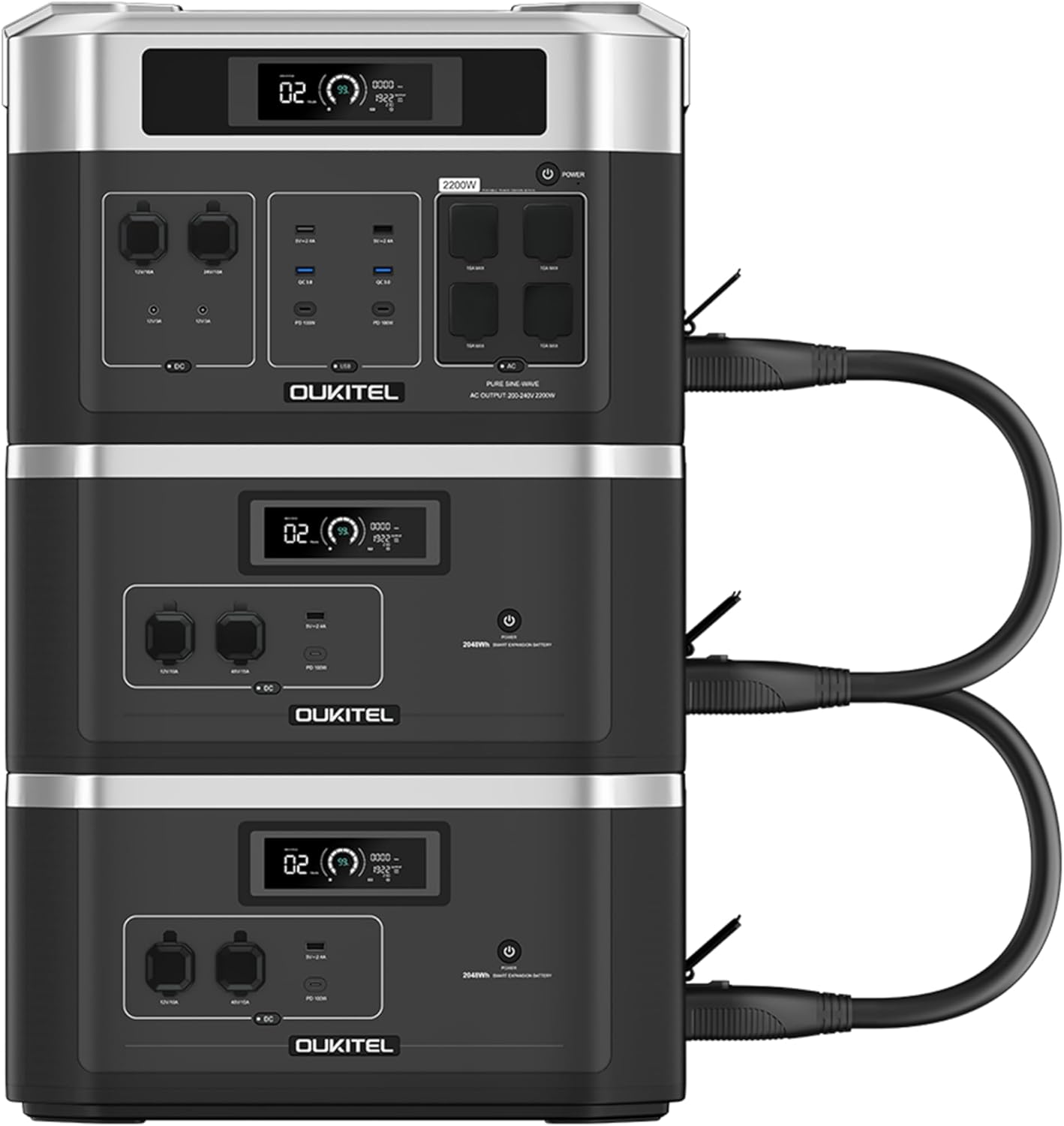 Oukitel BP200 Solar Generator Emergency Home Backup, Camping, Outdoor Battery Backup (BP2000+2*B2000E)