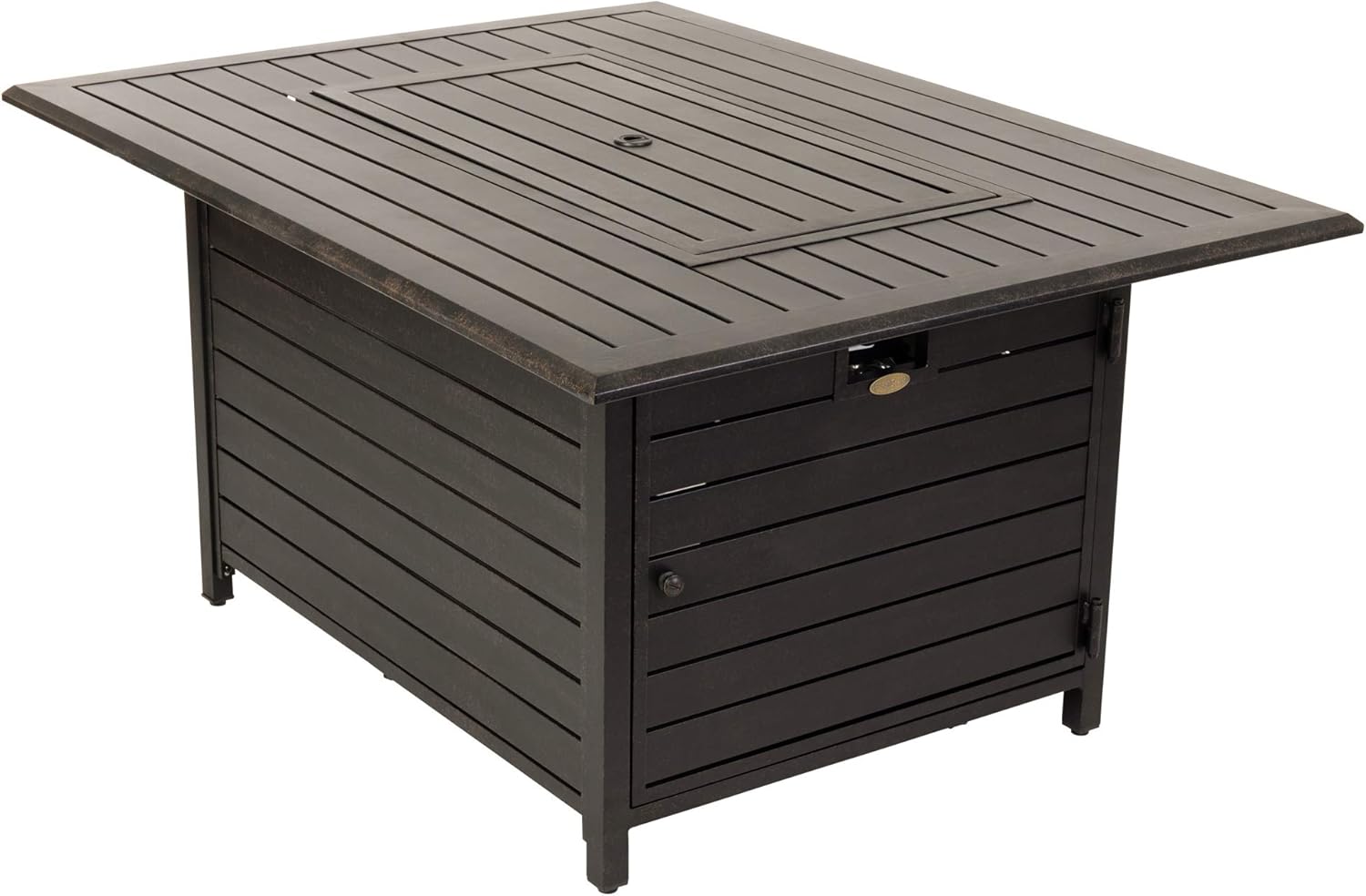 Longmont Aluminum Convertible Gas Fire Pit Table 55,000 BTU Multi-Functional Outdoor Firepit with Fire Bowl Lid, Nylon Cover & Clear Fire Glass - Bronze Finish - Rectangular 48