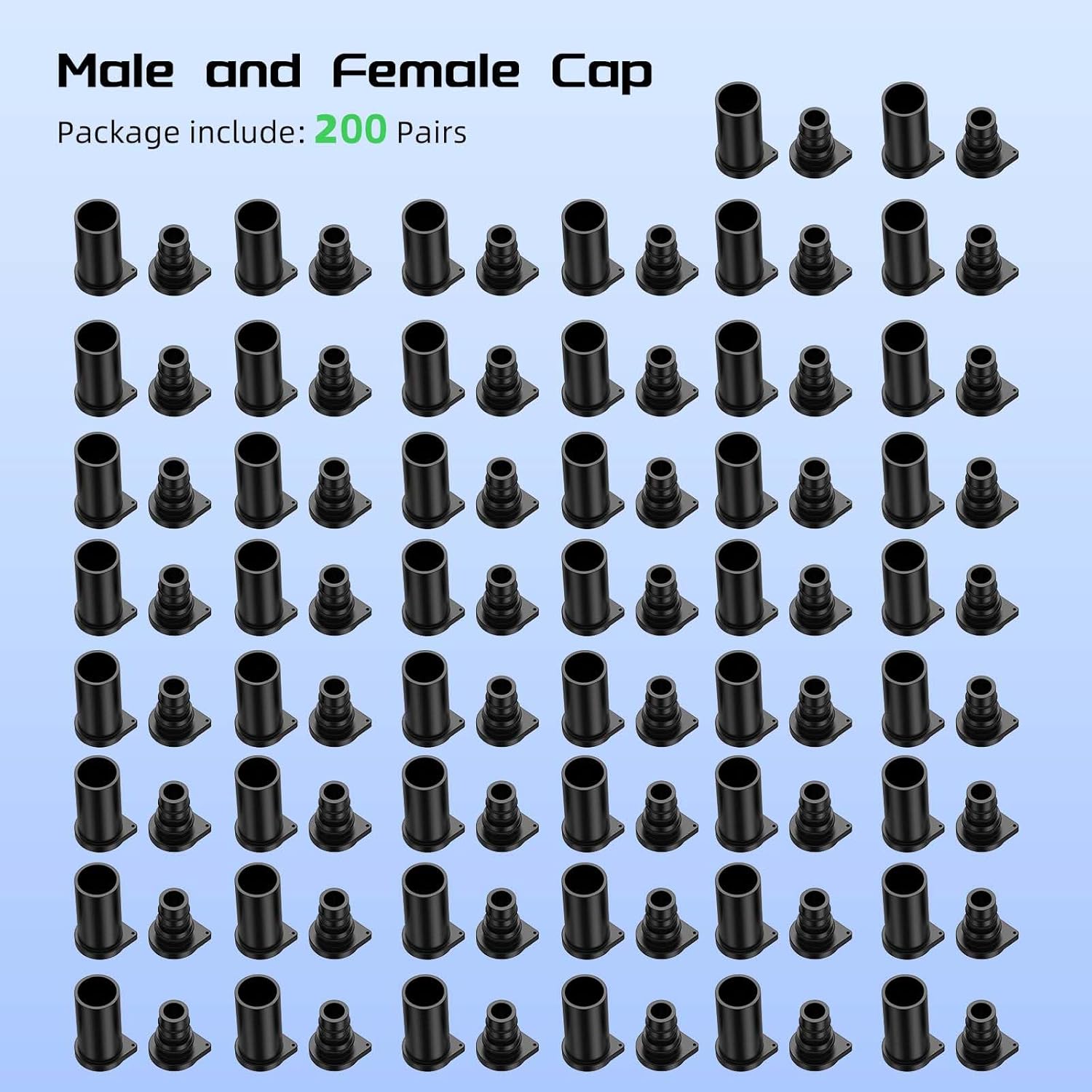 Bateria Power 200 Pairs Solar Connector Caps, IP68 Weather Resistant Dust Male and Female Cap for Solar Panel Connectors