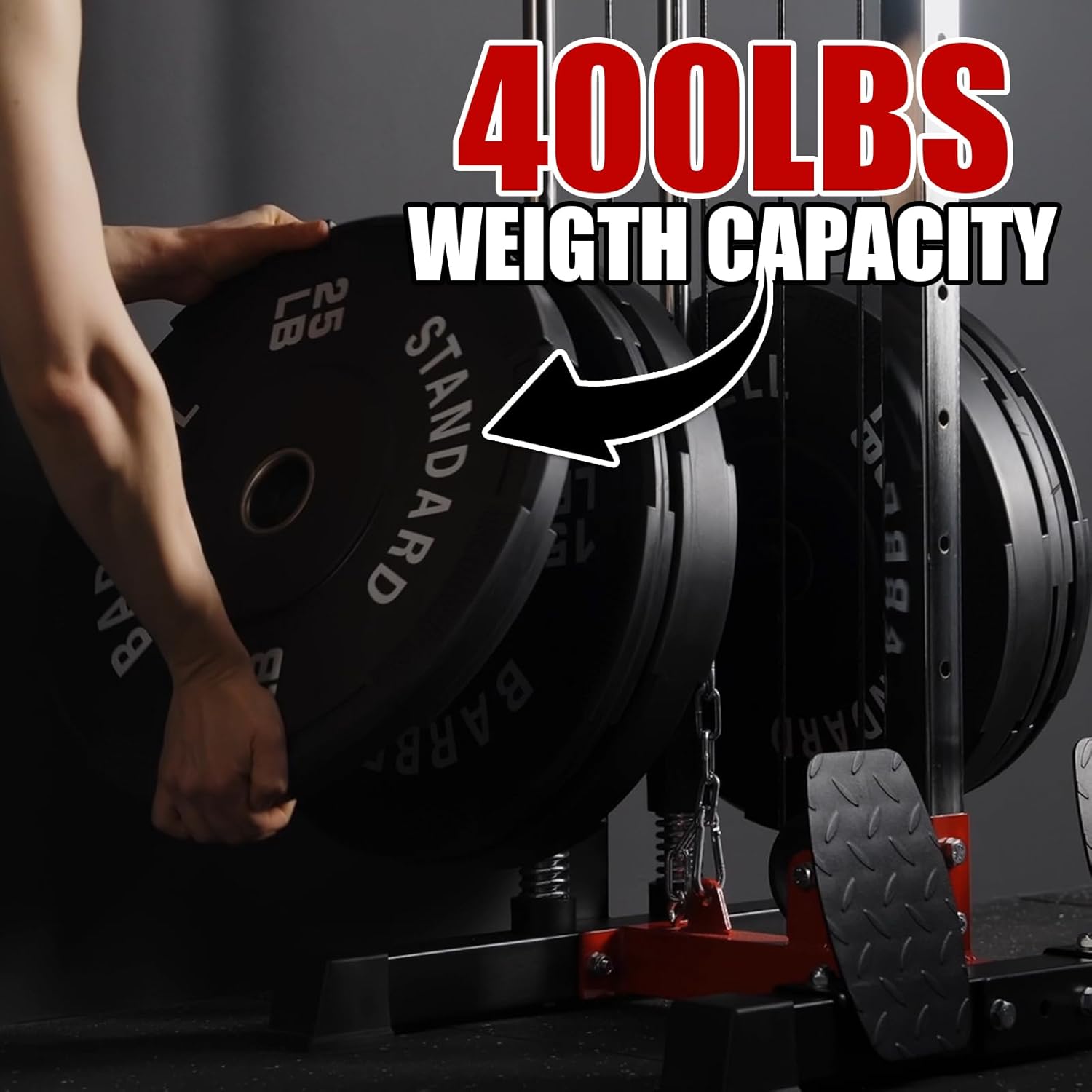 ER Kang Cable Station Wall Mount, 18in Pulley Tower, Dual Pulley System, High & Low Cable Machine, LAT Pull-Down & Row Tower with Flip-Up Footplate, Home Gym Cable Crossover (Red)