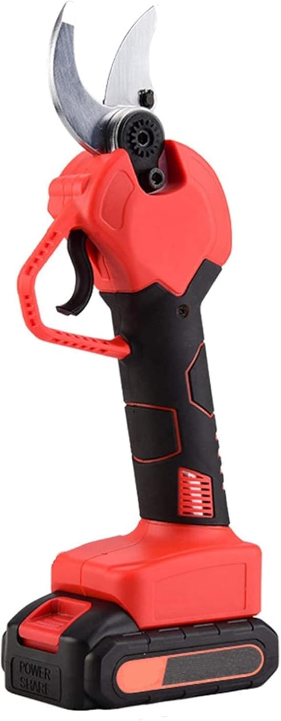 Electric Pruning Shears, Portable, Red, Bypass Blades, 40mm Cutting Width, 2-2.5 Working Hours