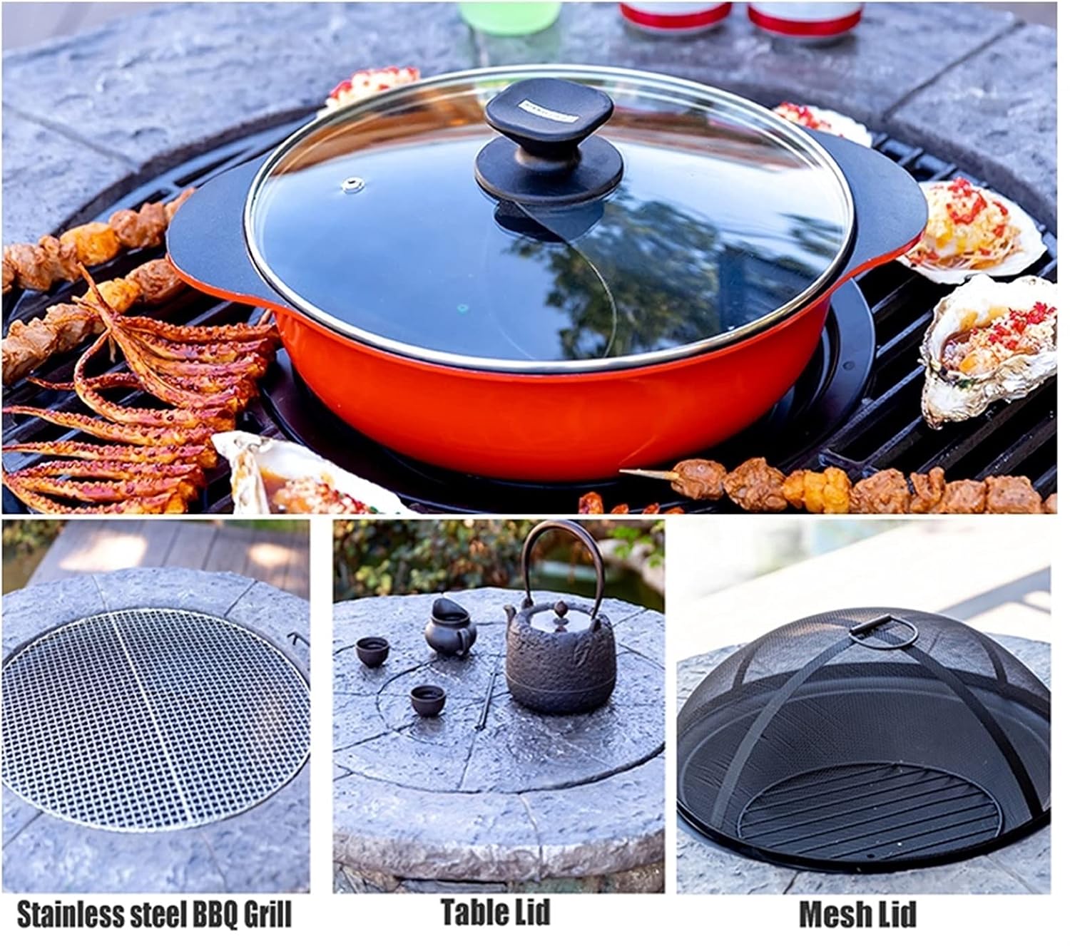 Outdoor Fire Pit Outdoor Wood Stove, Outdoor Cooking Fire Pit BBQ Kit, Garden Patio Heater