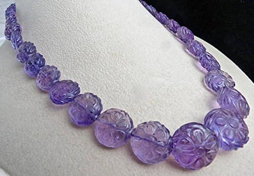 19 inch 1 strand necklace of natural amethyst flower shape carved cut 20-12mm beads for DIY jewelry making.