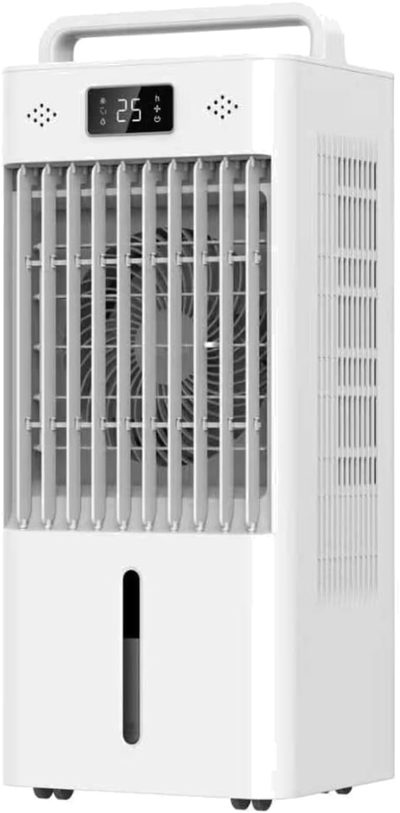 Portable Evaporative Air Cooler Fan,Swamp Cooler for Bedroom Office,Touch & Remote Control,2.6 Gal Water Tank,3-Speed Cooling Fan,3-Side Cooling Pads,Auto Swing Louvers,Carry Handle,White