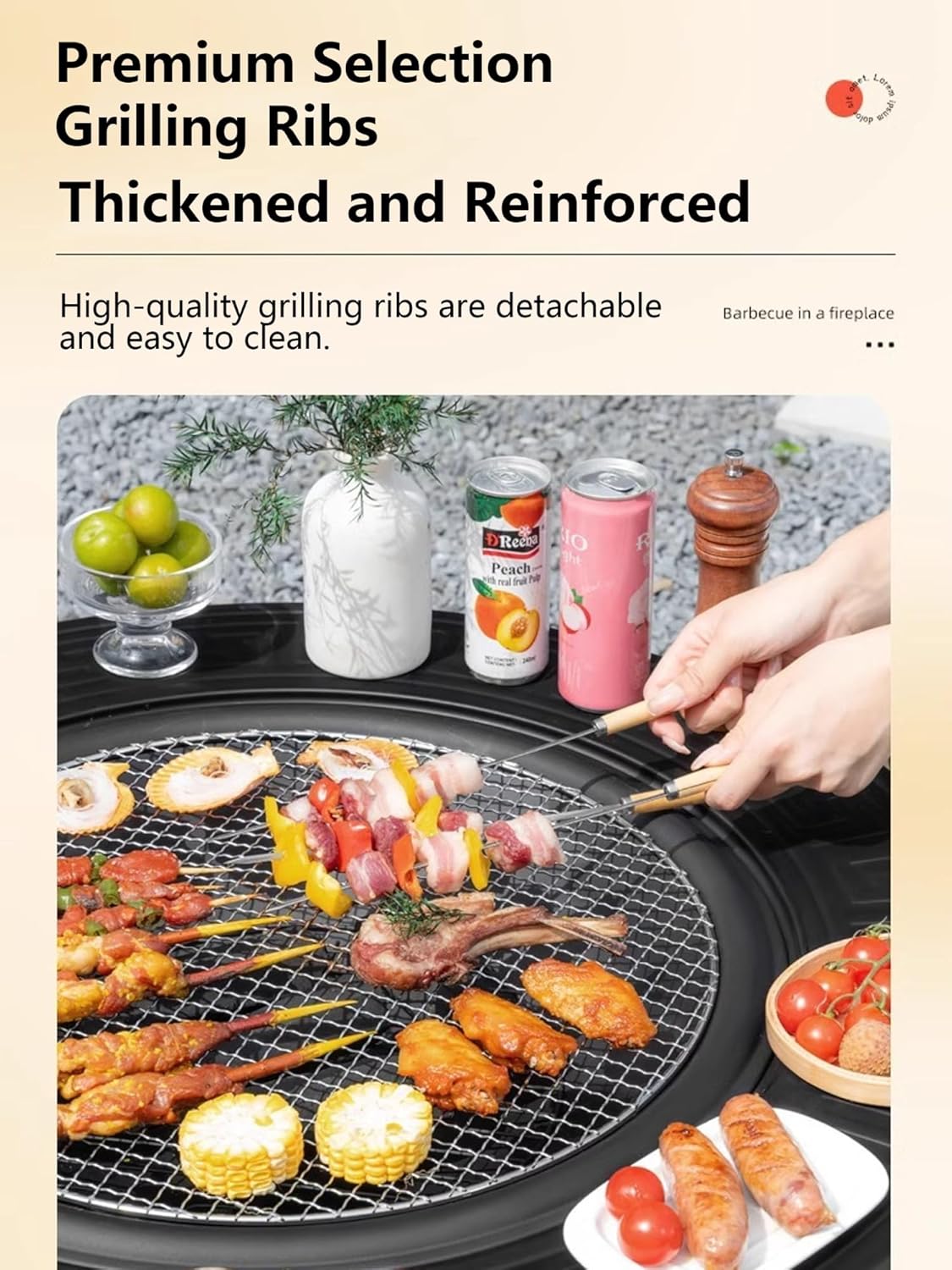 Fire Pit with Grill Large Firepit Table Outdoor Firepit for Yard Patio Bonfire Camping Picnic Party