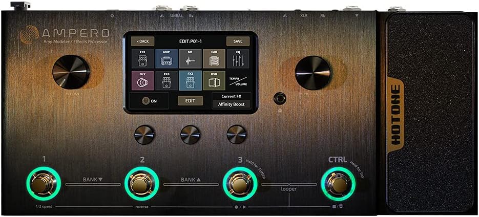 Hotone Ampero MP-100 Guitar Bass Amp Modeling IR Cabinets Simulation Multi Language Multi-Effects with Expression Pedal Stereo OTG USB Audio Interface