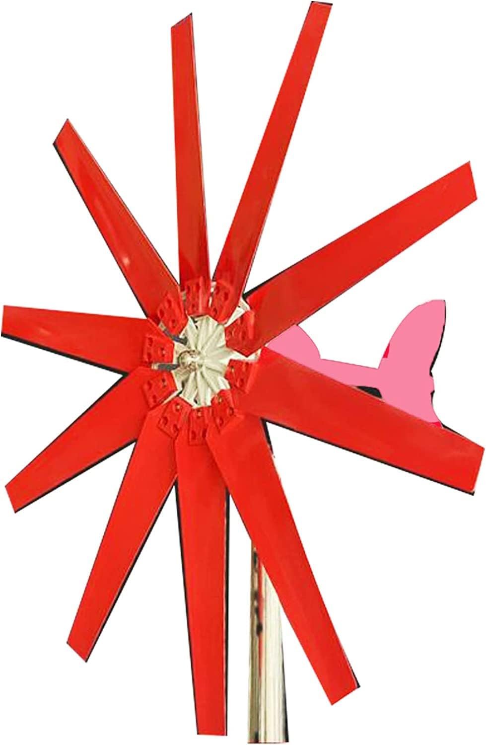 LiuSj JUnSt 5000W Wind Power Turbines Generator, 10 Blades Option Horizontal Wind Turbine with Waterproof Charge Controller Fit for Home Or Camping (Red)