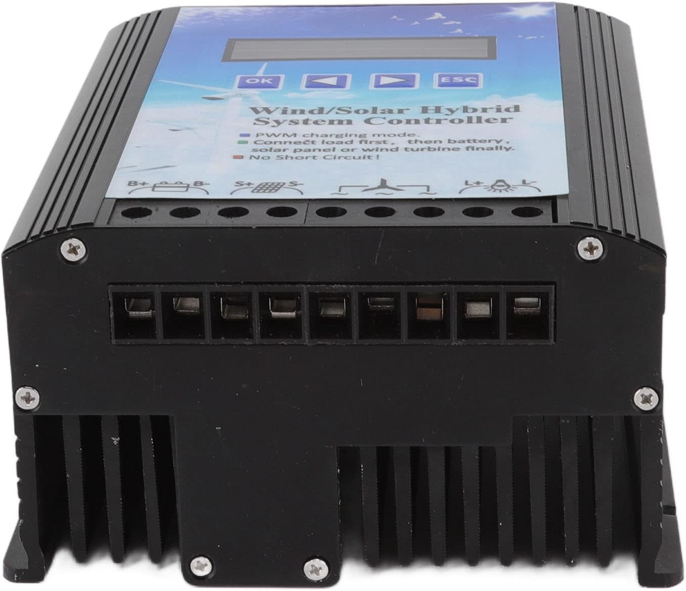 Wind Solar Hybrid Controller 12V 24V PWM Charging LCD Display Universal for Off Grid Generation Systems Aluminum Alloy Blue 148x162x85mm