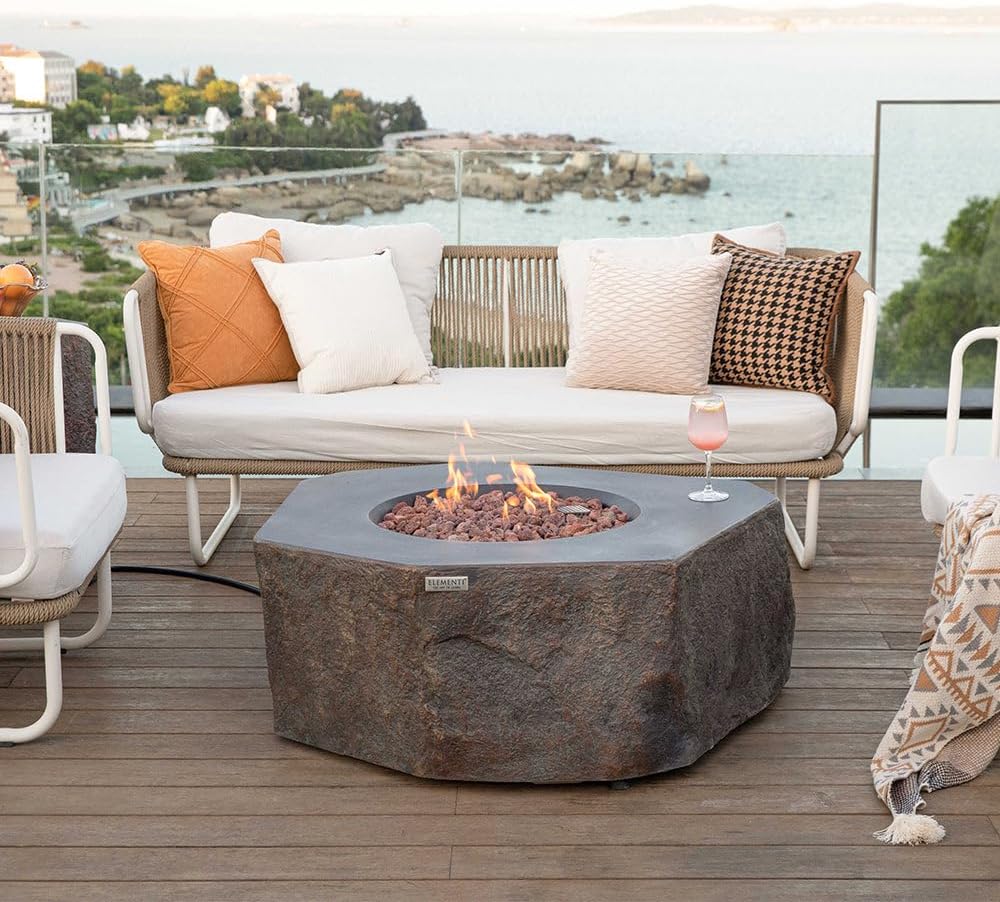 Elementi Outdoor Fire Table Columbia Cast Concrete Fire Pit - Natural Gas