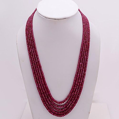 18'' natural size 3-5.5 mm faceted african red ruby necklace