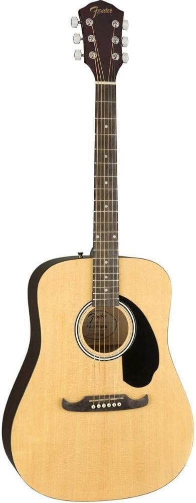 Fender Acoustic Guitar with Guitar Bag, with 2-Year Warranty, FA-125 Dreadnought with Alloy Steel Strings, Glossed Natural Finish, Basswood Construction