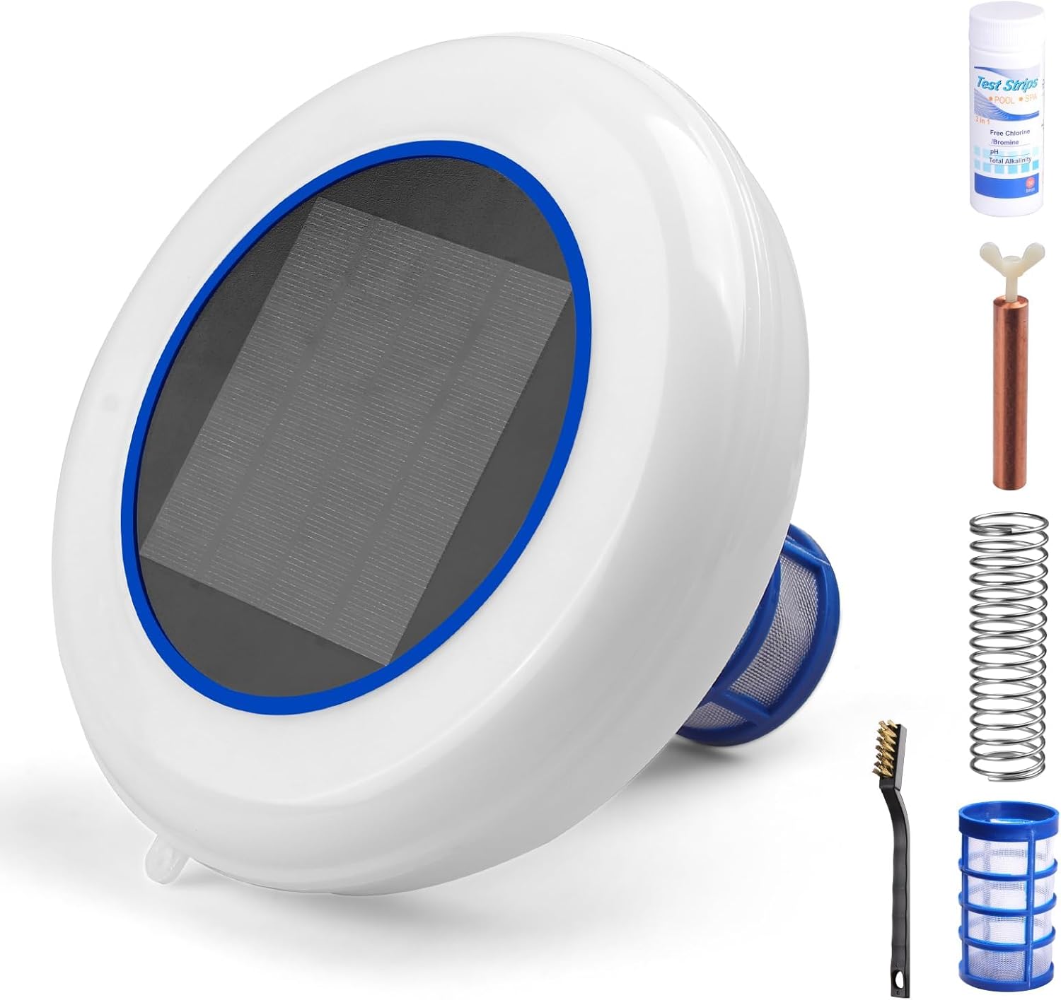 Solar Pool Ionizer for Above Ground Pool Up to 35,000 Gal Floating Pool Cleaner Ionizer for Pool Ionizer for Inground Pool Solar Copper Pool Ionizer (White)