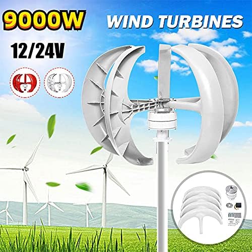 9000W 12V 24V Wind Turbines Generator+Controller 5 Blades Lantern Vertical Axis Permanent Magnet Generator for Home Streetlight