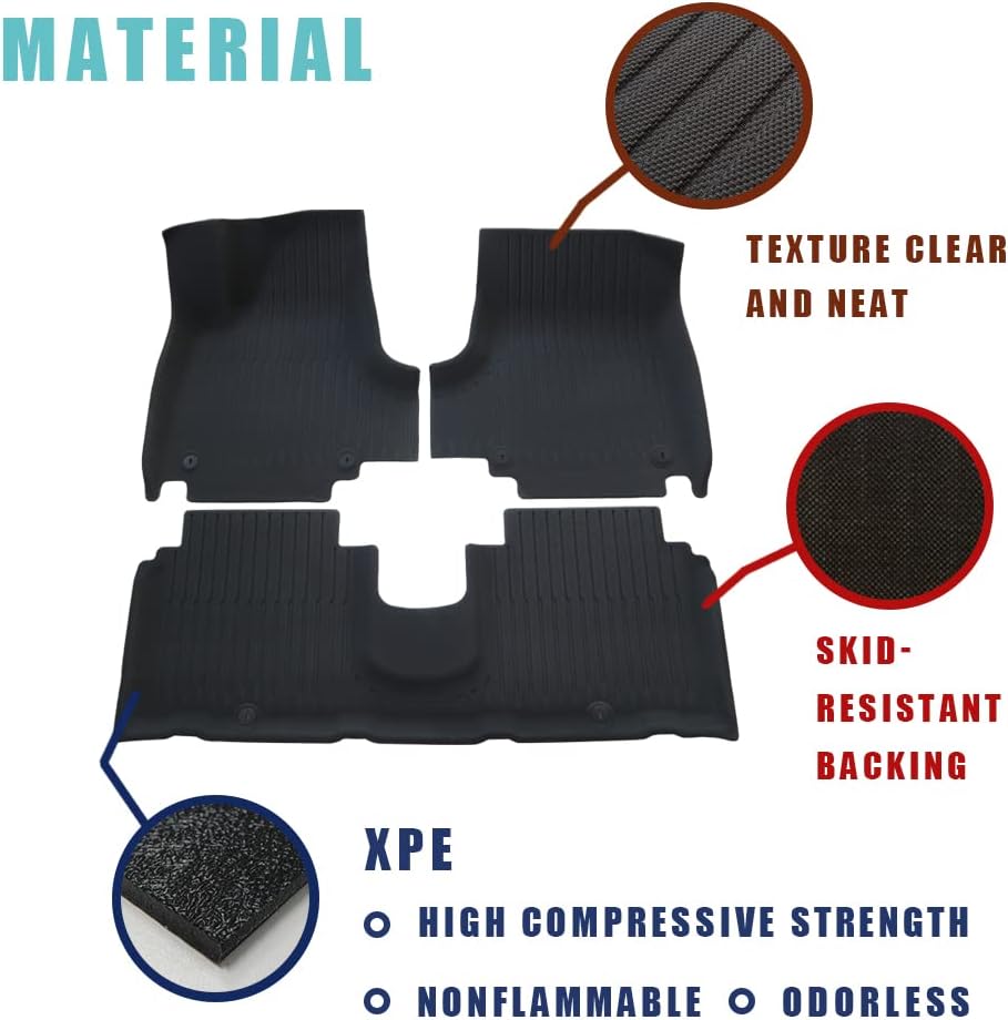 BestEvMod for Ioniq5 All Weather Floor Mats XPE Anti-High Temperatuer Liner Floor Mats 1st & 2nd Row Compatible with Hyundai Ioniq 5 Limited Trim 2022 2023 2024 Accessories (Slide Console Version)