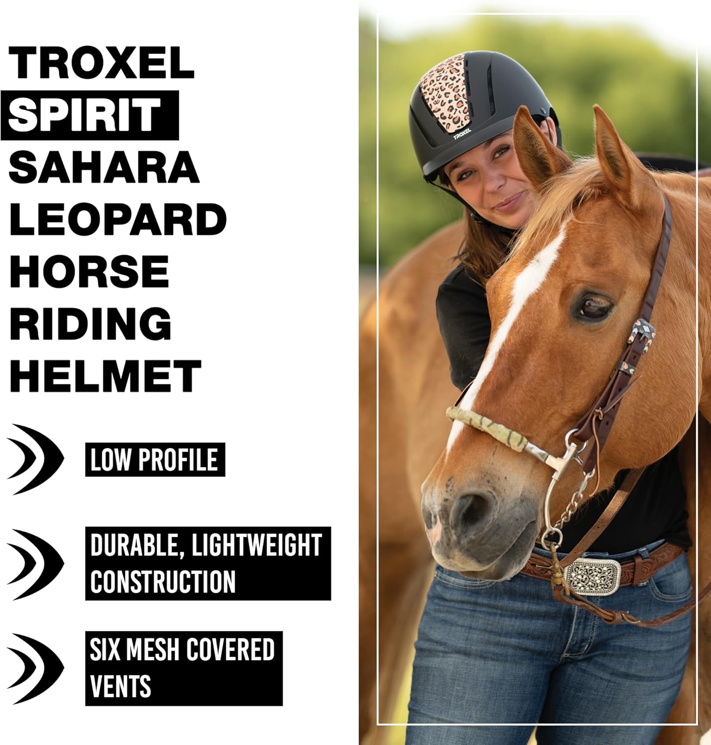 Troxel Spirit Full Coverage Horse Riding Helmet, Low-Profile Adjustable Design, Safety Horseback Riding Gear