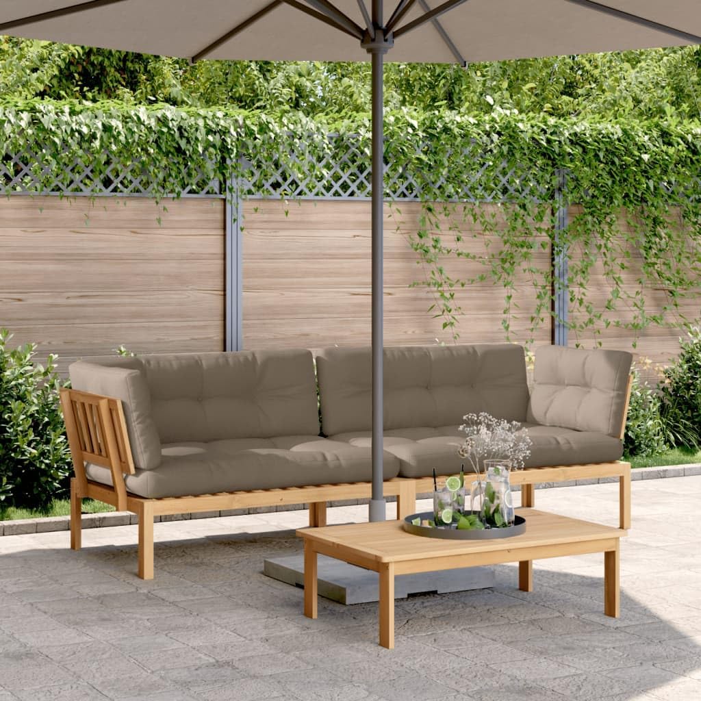 Patio Pallet Corner Sofas 2 pcs with Cushions Solid Wood Acacia,Acacia Wood Outdoor Corner Sofa with Comfortable Cushions for Patio and Terrace Outdoor Furniture, Patio Seating