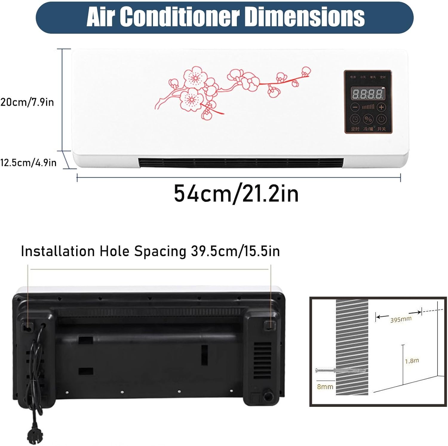 Wall Air Conditioner Fan 2-in-1 Hot And Cold Air Conditioner Heating, 110V 1800W Wall Mount Air Heater Fan for Living Room Bedroom Office, Natural Wind/Heating Mini AC System(Yellow)