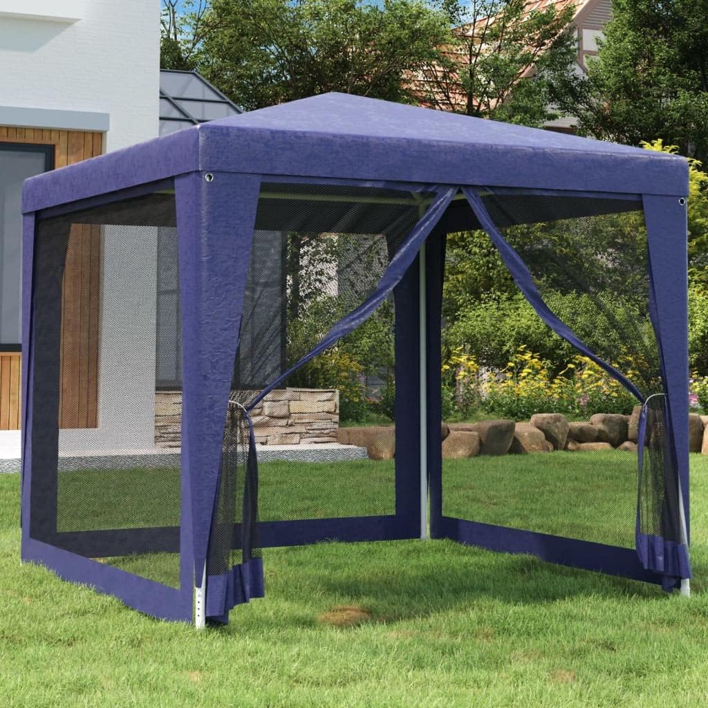 Party Tent with 4 Mesh Sidewalls Blue 8.2'x8.2' HDPE,Heavy Duty Party Tent with Water Resistant Canopy and Mesh Sidewalls for Outdoor Events Outdoor Living, Patio Furniture & Accessories