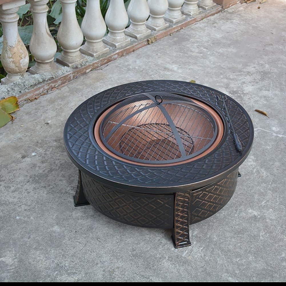 Outdoor Fire Pit Fire Pit Bonfire Wood Burning Patio Coal Grill Firepit for Outside Grill Charcoal Smokeless Grill with Spark Screen Poker