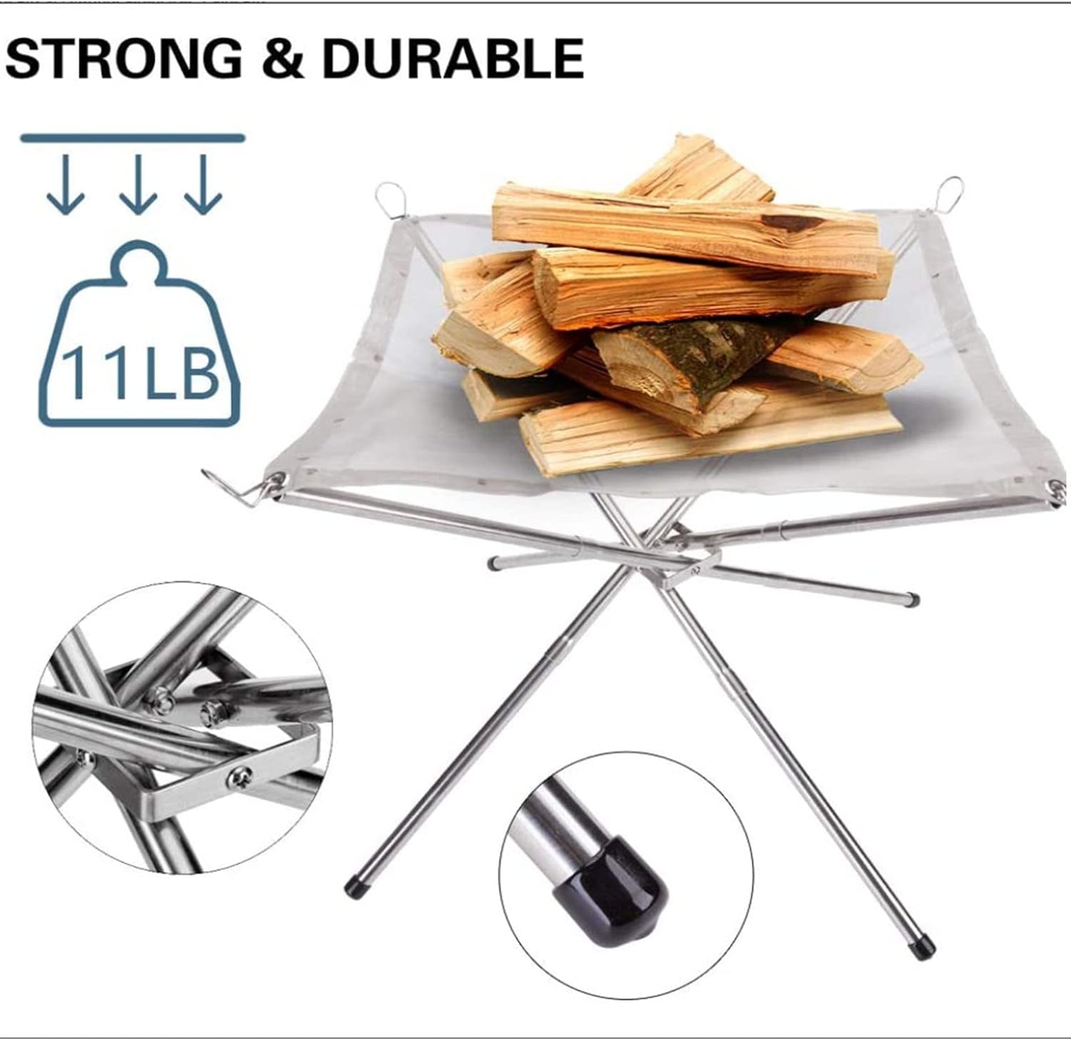 Portable Fire Pit with Carrying Bag Foldable Stainless Steel Charcoal Mesh Camping Picnic Bonfire Firepit Wood Burning Garden Patio Backyard Outdoor Travel Fireplace
