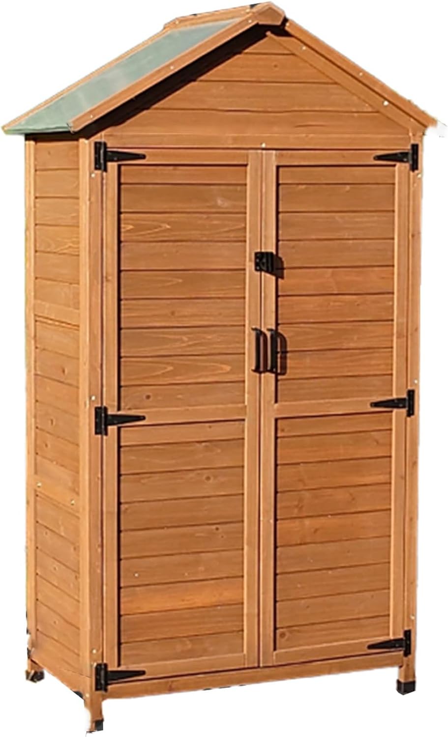 Storage Shed with Detachable Shelves, Wooden Garden Shed with Waterproof Roof, Patio Storage Organizer for Garden Yard Lawn Equipment (One Color Light Brown)