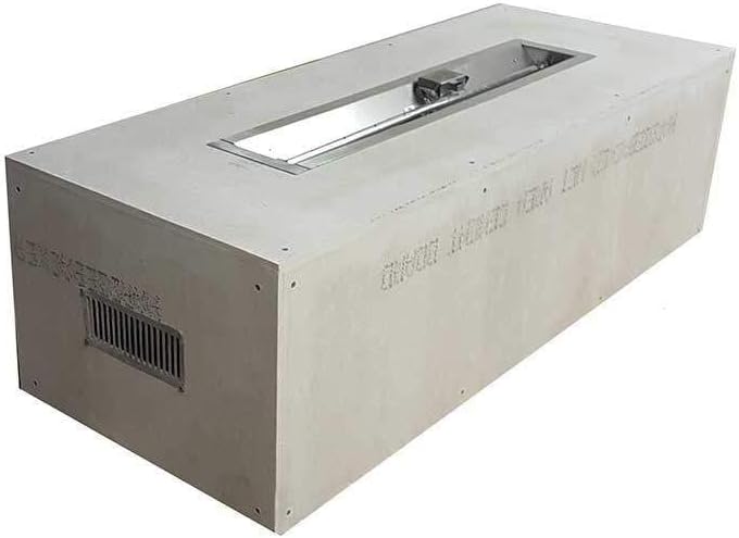 HPC Fire Rectangular Unfinished Gas Fire Pit Enclosure with Match Lit Insert (U60X24-36MLFPKCEK-LP), 36-Inch Trough Pan, Propane, 60x24-Inch