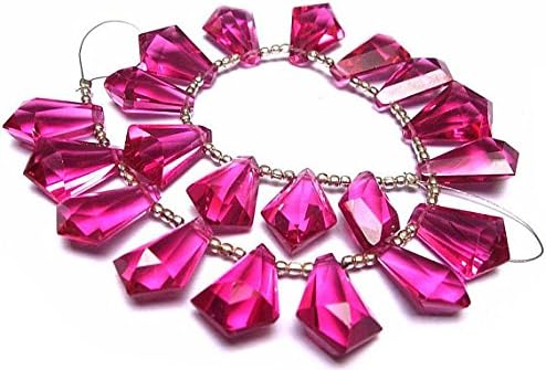 13 inch natural beads strand of 18x12mm faceted fancy rubelite pink quartz gemstone briolletes beads for DIY jewelry - necklace, bracelet, earring, ring.