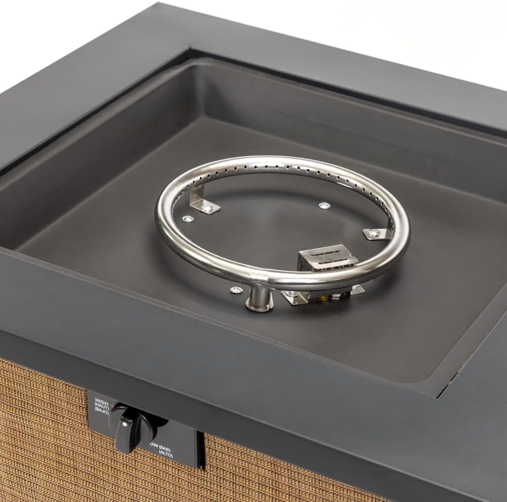 28 Inch Propane Fire Pit Table with Steel Frame and Heat-Resistant Top for Patio Garden Outdoor Use - Brown