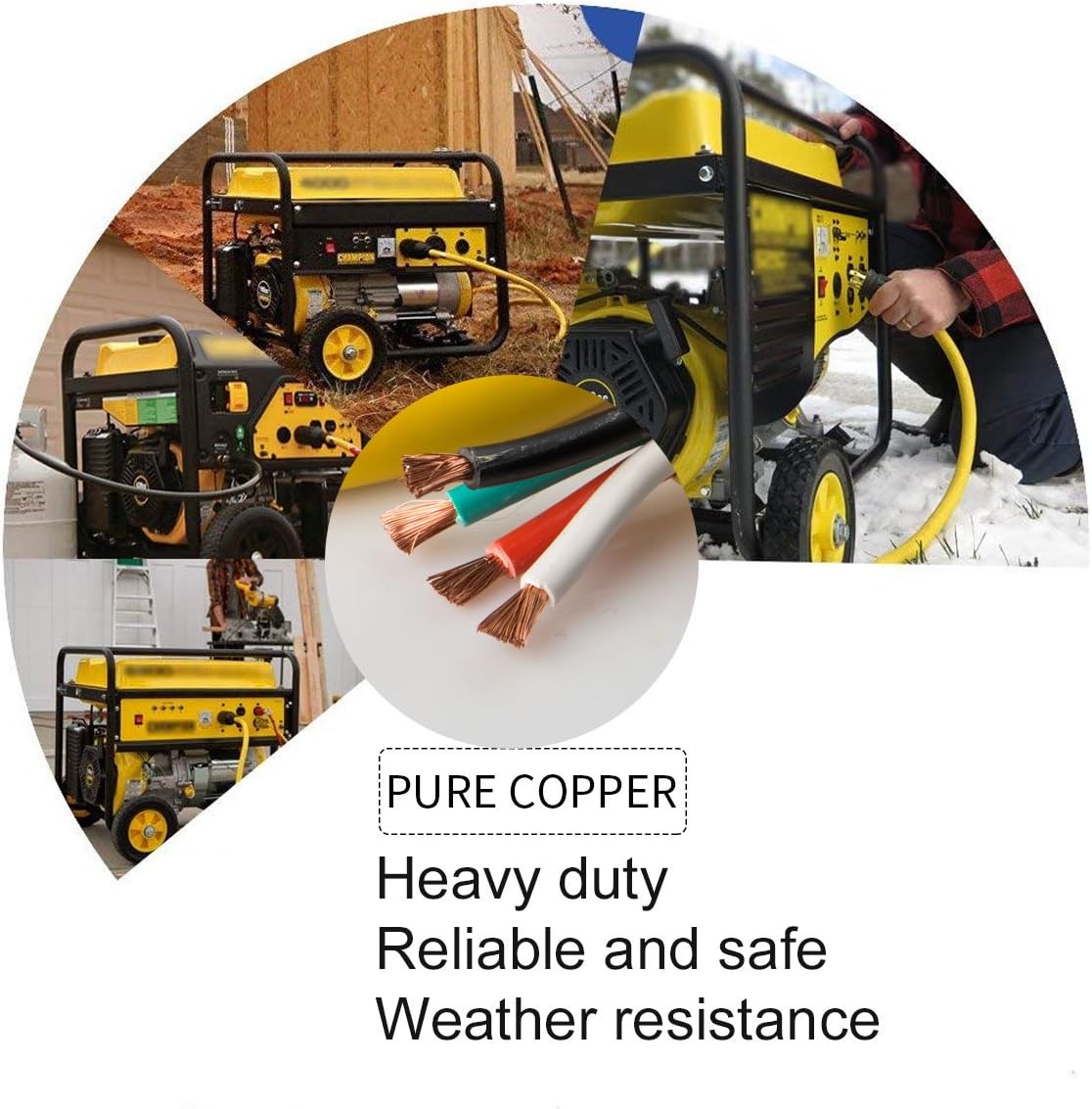 25Ft Generator Cord with Surge Protector Breaker,Heavy Duty Generator Locking Cord,NEMA L14-30P/Four 5-20R,4 Prong 10 Gauge Flexible Cable,Power Extension Cord, 30Amp 7500 Watts