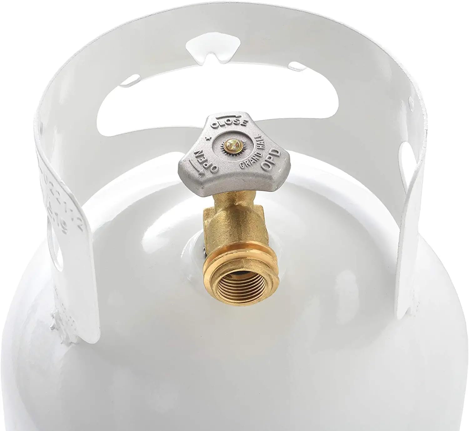 Flame King 10LB Steel Propane Tank Cylinder with Type 1 Overflow Protection Device Valve, Great for Camping, Fire Pits, Heaters, Grills, Overlanding, White